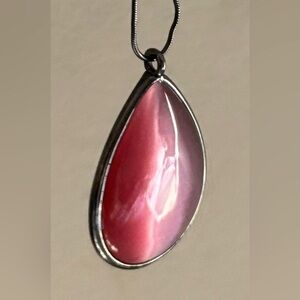 Silver & Pink Teardrop Necklace